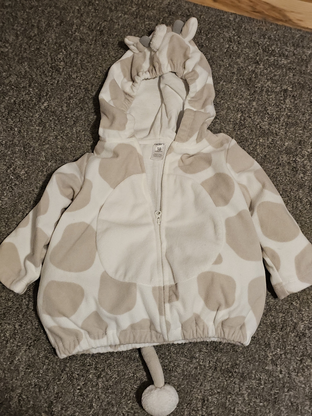 Cute Beige & White Giraffe Hooded Jacket - Kids